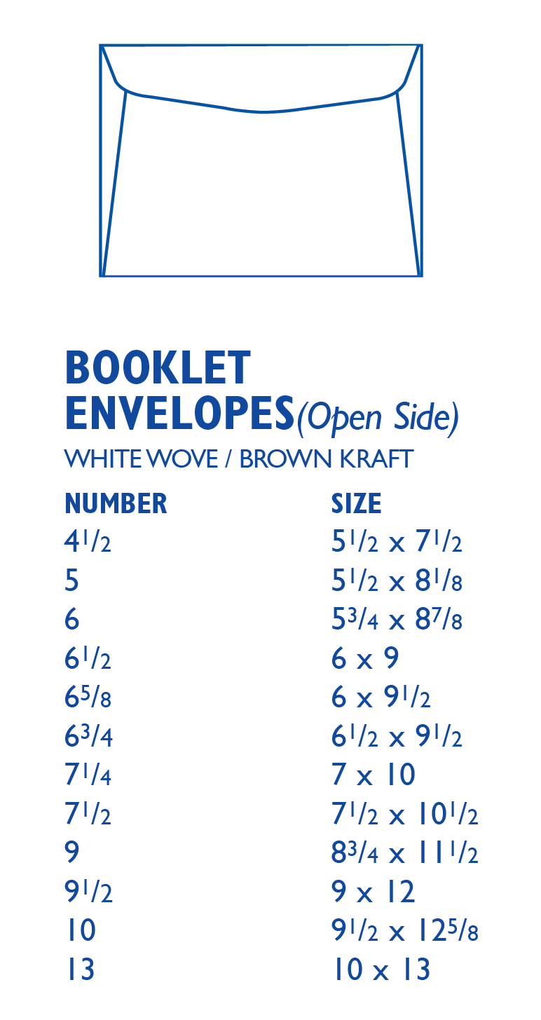 standard envelope sizes for bookmark